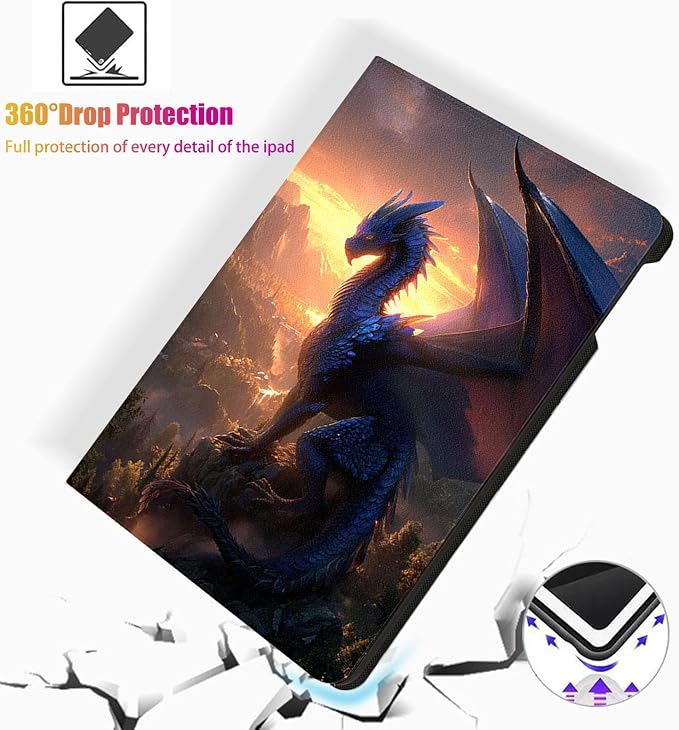for Microsoft Surface Pro 8-13" 2021 Tablet Case,Auto Wake/Sleep,Adjustable Stand Protective Cover - Blue Dragon