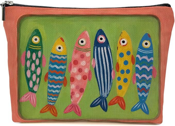 JIUWEIHU Cute Sardines Gifts Makeup Bag Canned Sardines Cosmetic Bag | Ocean Beach Travel Toiletry Bags Fish Makeup Pouch Christmas Birthday Gifts for Women Mom Girls Sisters Friends Sardine Lover