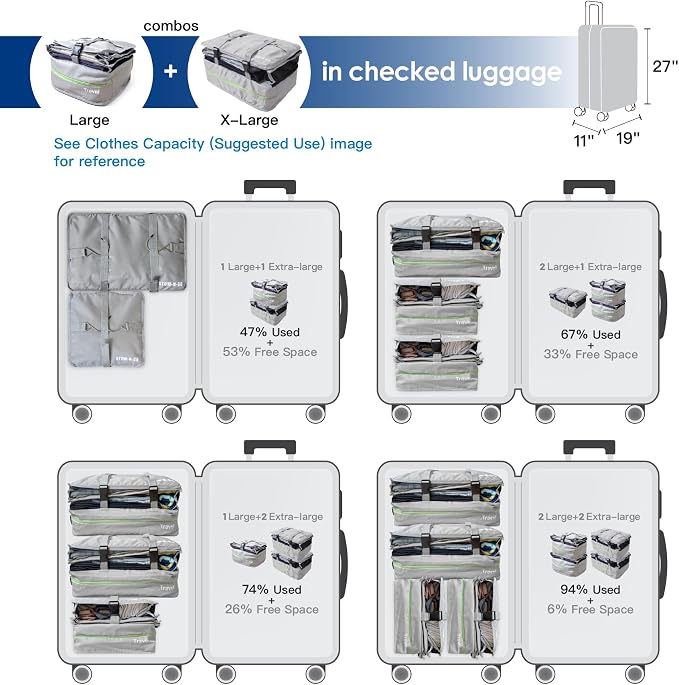 Stow-N-Go Portable Hanging Travel Shelves, Packing Organizer for Luggage. Carry on Closet with Hanger for Clothes. Expandable Packing Cube. Travel Essentials, Light Gray - L
