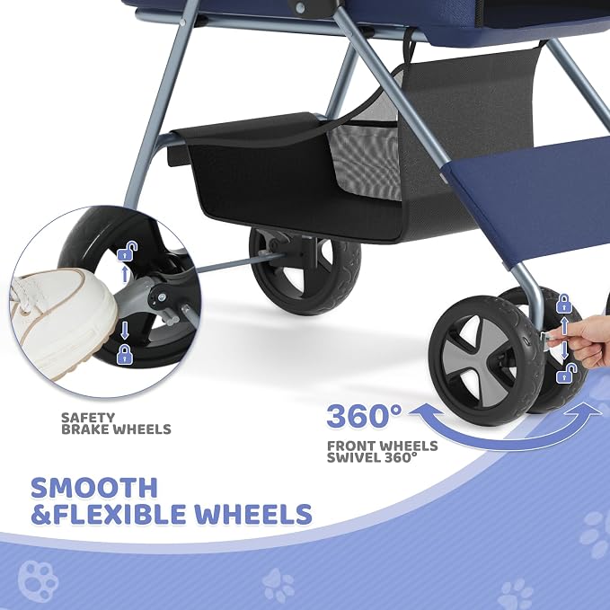 Magshion 3-in-1 Foldable Pet Stroller for Small to Medium Dogs and Cats | Dog Travel Jogger with Detachable Carrier, Cup Holder & Storage Basket, For Small/Medium Dogs & Cats Up to 33 lbs