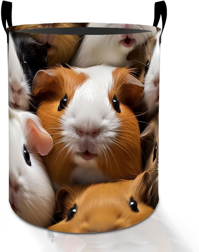 Guinea Pig Laundry Basket Hamper for Boys Girls Kids Adults, Foldable Waterproof Oxford Clothes Storage Bin, Cute Pet Organizer for Bedroom Bathroom Room Decor 19.7"x15.8"