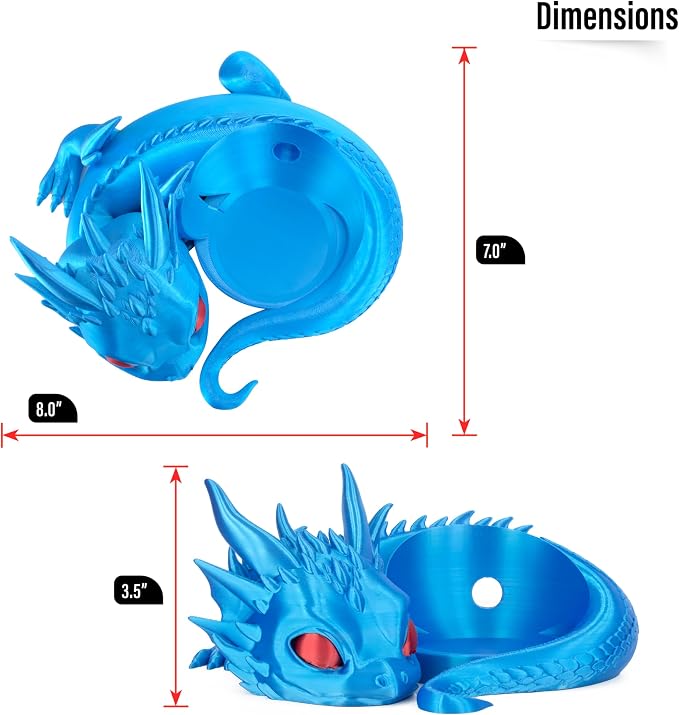 Dragon Stand for Echo Dot 4th/5th Gen, 3D Printed Dragon Amazon Echo Desktop Speakers, Holder for Echo Dot 5th Gen Echo Dot 4th Gen, Made in USA (Blue)