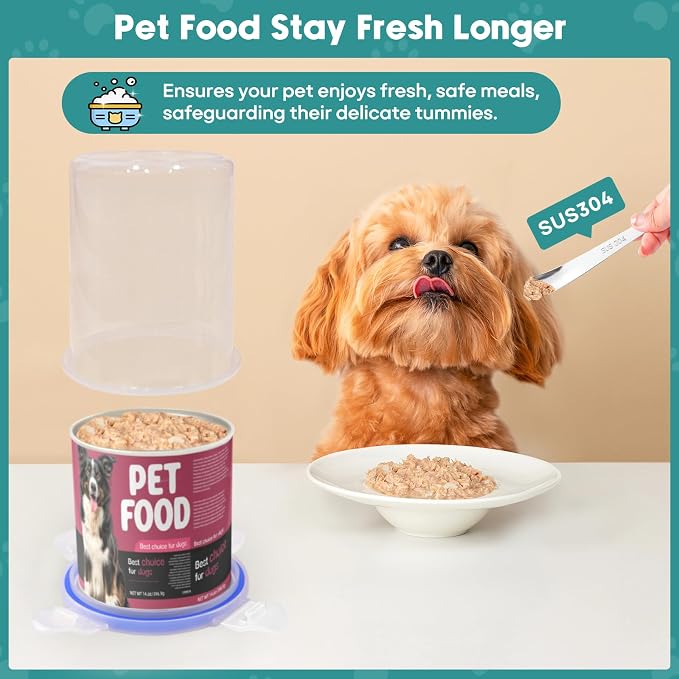 REFLYING Canned Dog Food Storage Lids Reusable Airtight Can Cover | Reusable airtight dog food can lids,Keeps wet food fresh,eliminates odor,Includes SUS 304 spoon and can opener