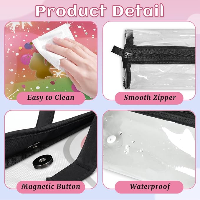 Ice Cream Makeup Bag for Women Hanging Roll-Up Travel Organizer Toiletry Kit with 4 Removable Compartments, Cute Ice Cream