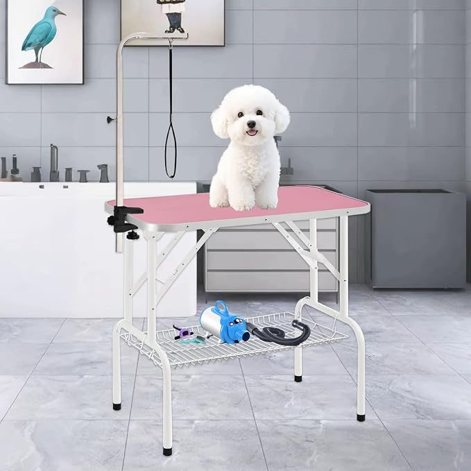 Baohe-32 Inch Dog Grooming Table - Pet Grooming Table - Foldable, Adjustable Arm, Portable, Non-Slip Grooming Table for Dogs at Home