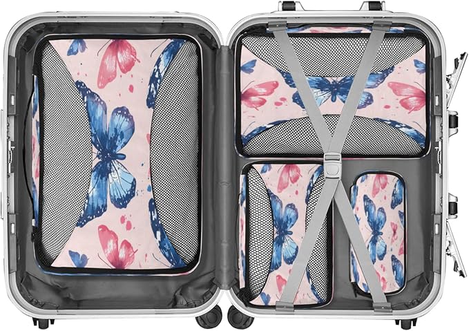 Packing Cubes for Travel, Colorful Butterfly Travel Luggage Packing Organizers for Women Men, Large Custom Toiletries Bag for Clothes Shoes, Cute Butterfly