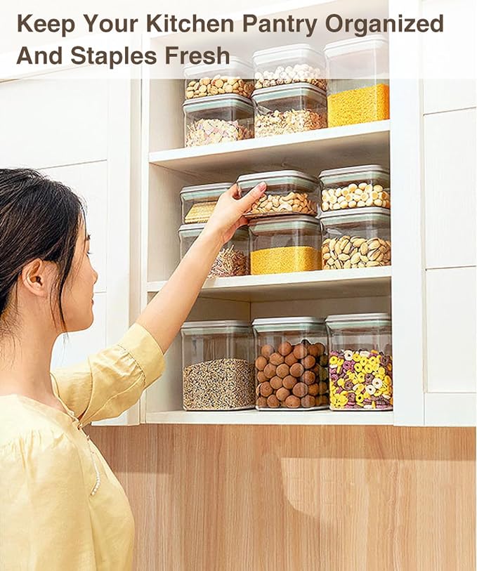 Melovom Pop Food Storage Containers Set Airtight Food Storage Containers with Pop Lids, Kitchen Pantry Organization and Storage, BPA Free, 2 x 2.8Qt