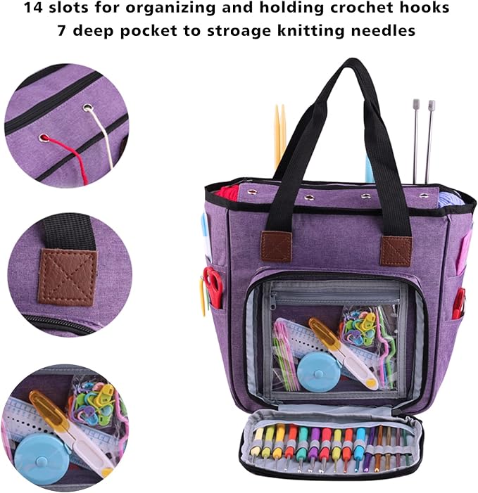 crochet bag,knitting bagBackpack and Tote Bag Storage Bag ，Large capacityYarn Storage Organizer Travel Crochet Bag Women Carrying Crochet Accessories Knitting Needles Crochet