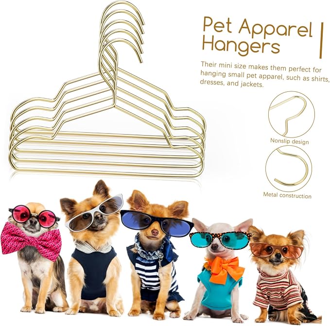 10Pcs Mini Dog Apparel Hangers Durable Hangers for Pet Clothes Nonslip Design Stylish Closet Organizer for Spaces