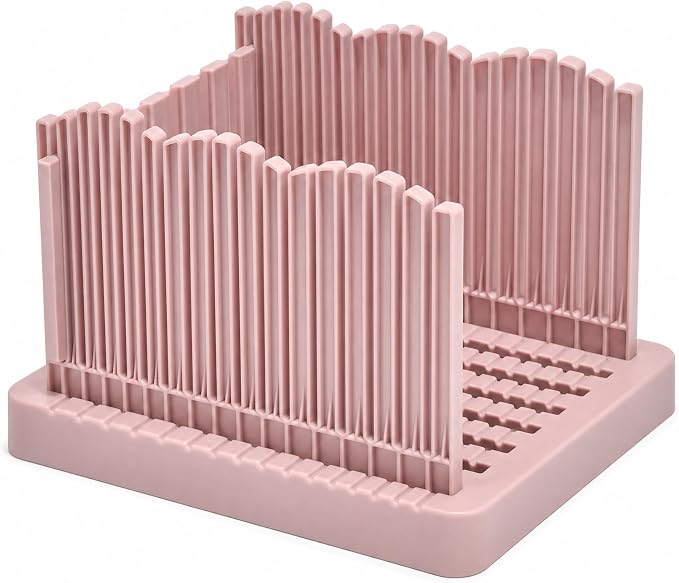 VECELO 2‑in‑1 Bread Slicer & Airtight Bread Storage Box with Handle, Plastic Bread Container with Lid for Keeping Fresh, Ideal for Bread, Cake, Buns,Pink