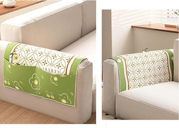 Anti-Slip Sofa Armrest Organizer Dustproof Couch Arm Covers with 3 Pockets Universal Non-Slip Arm Rest Covers for Sofa Waterproof Furniture Protector Arm Chair Covers(40*105cm (with two pockets)