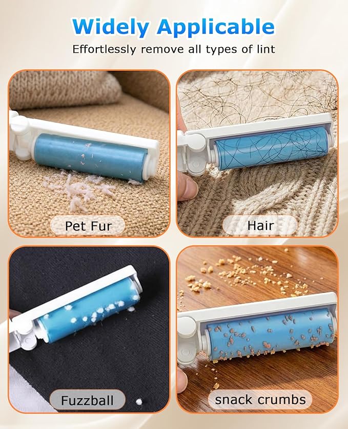 Mini Reusable Lint Roller, 15PCS Portable Washable Foldable Lint Remover Brush with Sticky Gel, Easy to Clean for Clothes and Pet Hair