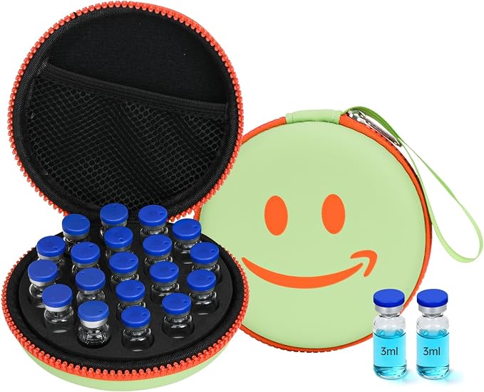 19-Slot Peptide Case for Fridge ＆Travel, Peptide Storage Case for 3ML Vials | Vial Holder Storage for Insulin Vials, Peptide Vials, Ampoules, Sample Vial ect. Fits Diabetics, Traveler, Lab ＆ DIY, Orange