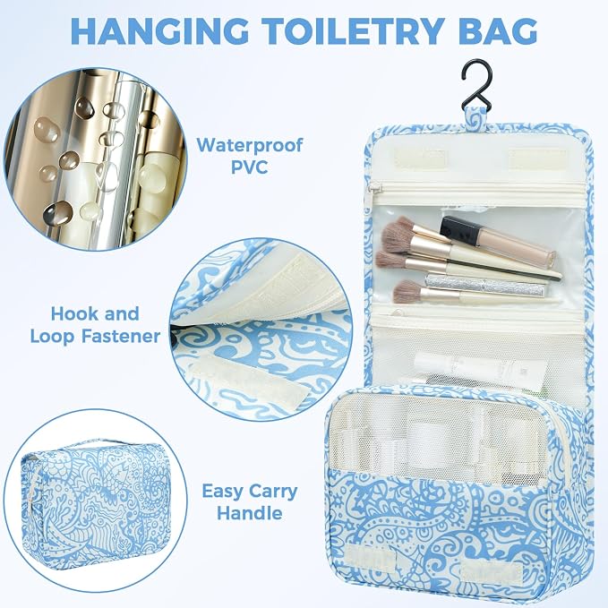 BAGAIL 9 Set Packing Cubes with Packing List Luggage Packing Organizers for Travel Accessories (Blue paisley)