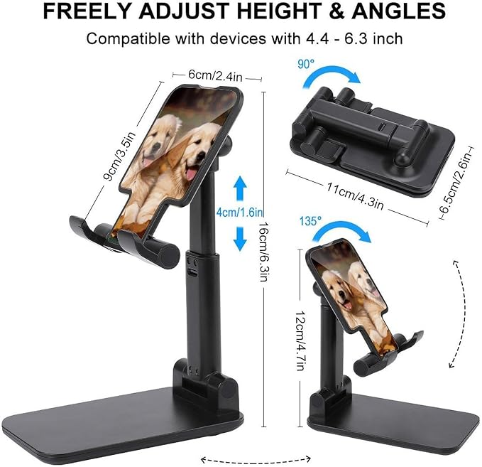 Golden Retriever Dogs Puppies Pets Foldable Phone Stand Desk Taller Stand | Adjustable Angle Height Cell Phone Holder Rotating Cell Phone Stand Portable Tablet Stand for Smartphone Tablet