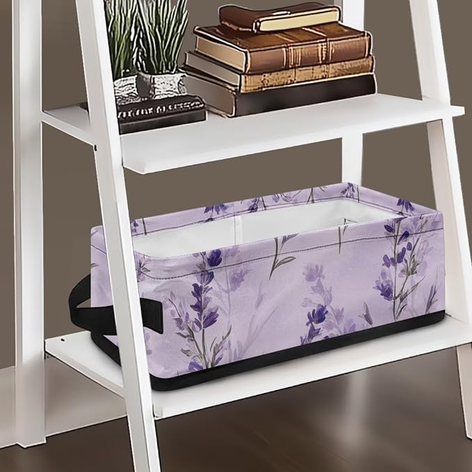 Purple Floral Toilet Paper Baskets for Back of Toilet, Bathroom Basket Toilet Roll Paper Storage Basket Paper Basket for Organizing Bathroom Decor