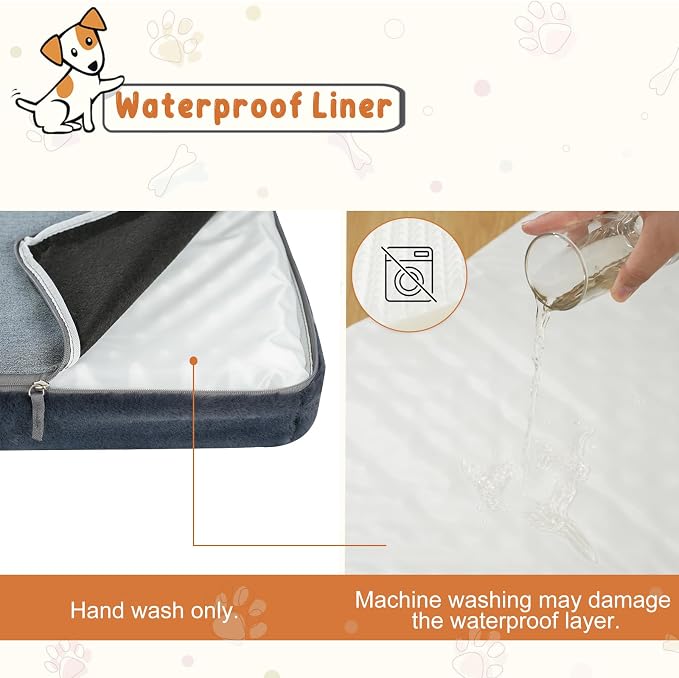 EMPSIGN Dog Bed Mat Crate Pad Mattress, Ultra Soft Pet Kennel, Grey, Large | Reversible(Cool & Warm), Waterproof Linings, Removable Machine Washable Cover, for 36" Dog Crate, Firm Support