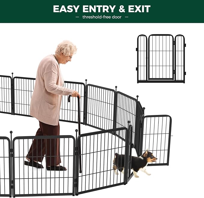 FXW Rollick Dog Playpen, Indoor, Yard & RV Camping, 24" H, 32 Panels | Easy setup, Heavy-duty, DIY layouts, Walk-through gate, for Puppies & Small Dogs, Patented