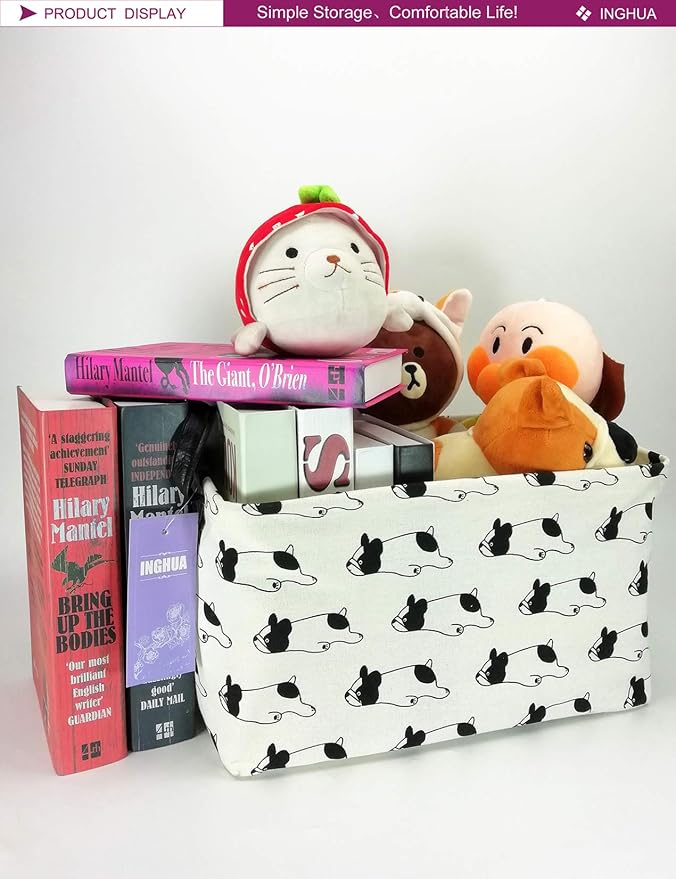 Rectangular Bulldog Storage Basket | Gifts Bag for Toys,Books,Clothes,Gifts,Pets-Perfect for Home,Office,Nursery,Dorm,Shelf