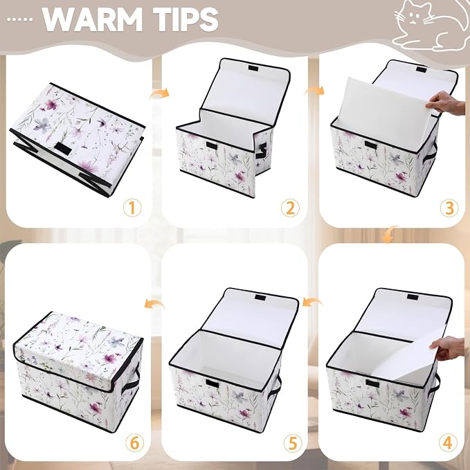 Stackable Storage Bins with Lids,Closet Organizers Fabric Box for Home and Office,Blanket Clothes Organizers,Under Bed Storage Containers 3 Pack
