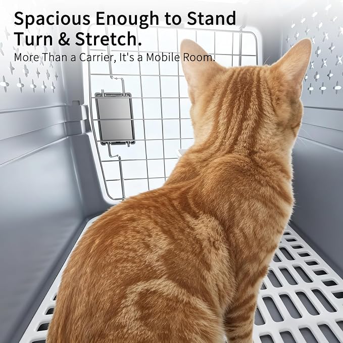 Carrier for Small Cats & Dogs:Secure Hard-Sided Pet Carrier | Secure Metal Locking Door / Multi-Side Ventilation / Top Carry Handle / Lightweight Durable Shell