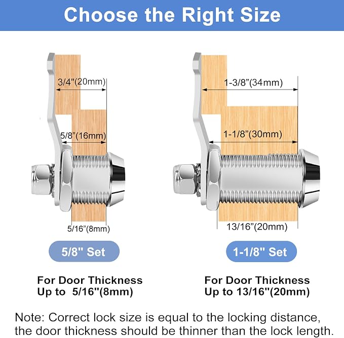 Cylinnda Tool Box Lock RV Storage Lock, 1-1/8" Cam Lock Keyed Alike, Toolbox Locks Replacement for File Cabinet Storage Door on Camper Mailbox Lock, Zinc Alloy (1-1/8 Inch 2 Pack)