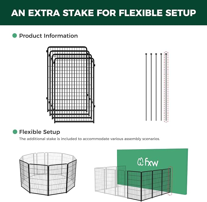 FXW Homeplus Indoor Dog Playpen, 45" H, 4 Panels, for Large Dogs | Stress-free play, Heavy-duty, Semi-open design, Easy setup, Threshold-free gate, Expandable, Patented