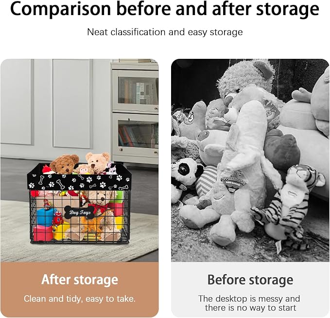 Geyecete Toy Box for Dogs Large Dog Toy Organizer Pet Wire Folding Basket Dog Toy Container Dog Toy Box-Chew-Proof Dog Toy Organizer Holder Boxes for Living Room