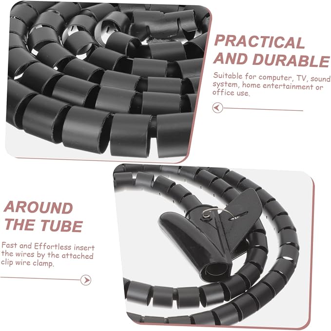 NUOBESTY Spiral Cable Organizer Wrap Tube for Efficient Wire Management Coiled Design Prevents Damage from Pets for Home Office and Garage Use