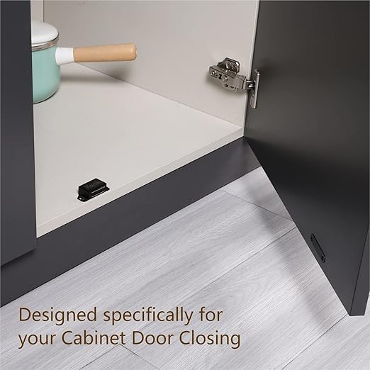 Cabinet Magnets Magnetic Door Catch Stainless Steel Door Magnet for Kitchen Bathroom Cupboard Wardrobe Closet Closures Cabinet Door Drawer Latch 20 lbs (Black 8Pack)
