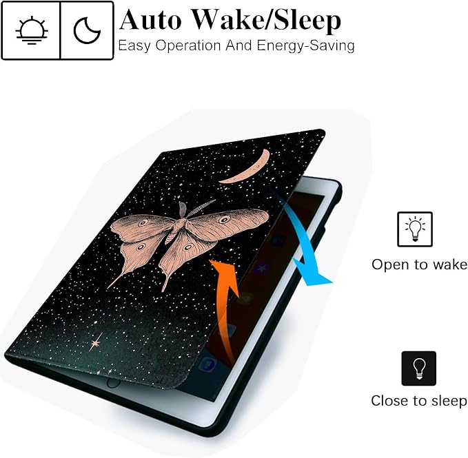 for Microsoft Surface Go 4/3/2/1-10.5" 2021 Tablet Case,Auto Wake/Sleep,Adjustable Stand Protective Cover - Moth Starry Sky