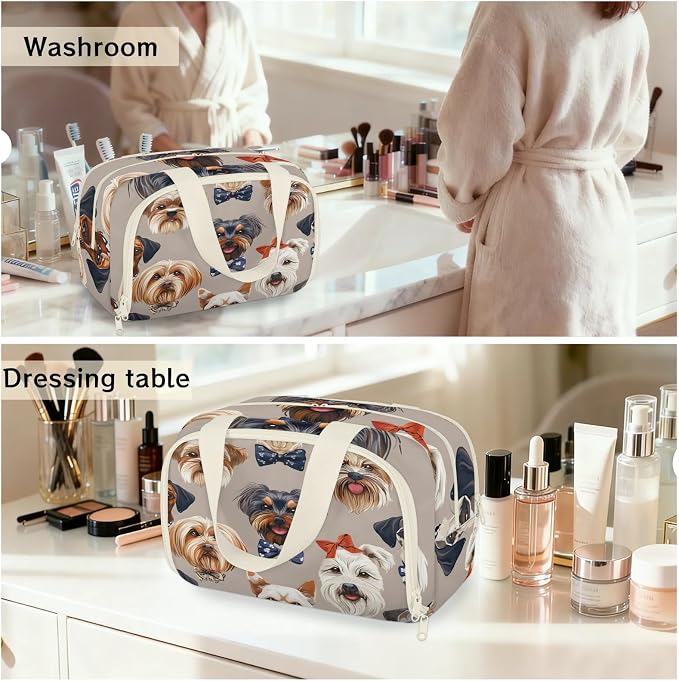 Pet Dog Travel Toiletry Bag with Handle | Wet & Dry Separation, Full-Size Bottle Friendly, Leak-Proof, Waterproof, Easy to Clean, for Travel, Gym, Home