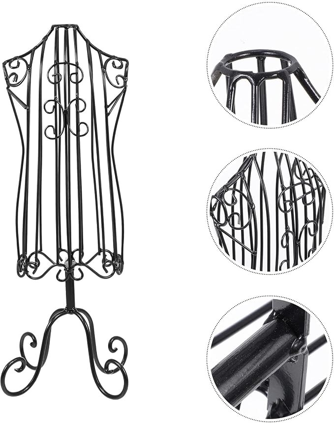 Ipetboom Pet Dress Form Iron Mannequin Rack for Puppy Coat Hanging, Black Metal Clothing Display Stand for Pet Apparel Storage and Organizer