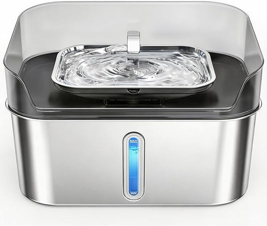 No Spill Dog Water Fountain Stainless Steel for Large Dogs, 8L/2.1Gal Ultra Quiet Pet Water Fountain for Cats Dogs Indoor, Automatic Dog Water Bowl Dispenser