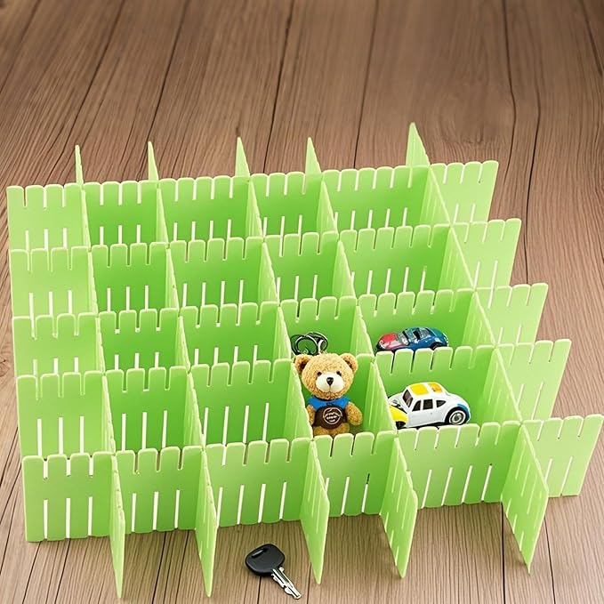 ZOENHOU 60 PCS Green Drawer Dividers, 12.6 x 2.8 Inch Adjustable Premium Plastic Drawer Divider Organizers for Makeup Drawers Desktop Kitchen drawer Organizers and Storage