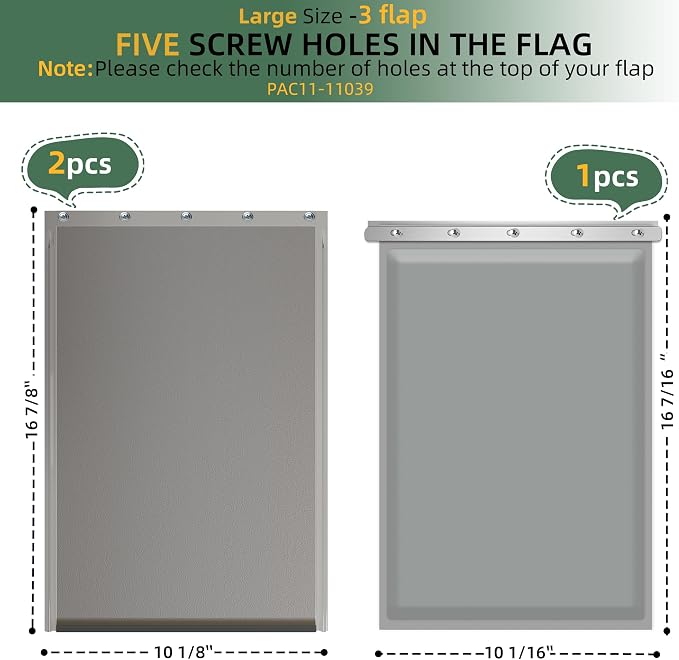 MIAOTONG Dog Door Replacement Flap with Screws, 3-Flap, Weatherproof, Large | Compatible with PetSafe Freedom Dog Door PAC11-11039, 10 1/8" X 16 7/8", Dog Door Flap for Extreme Weather (-20 to 120°F)