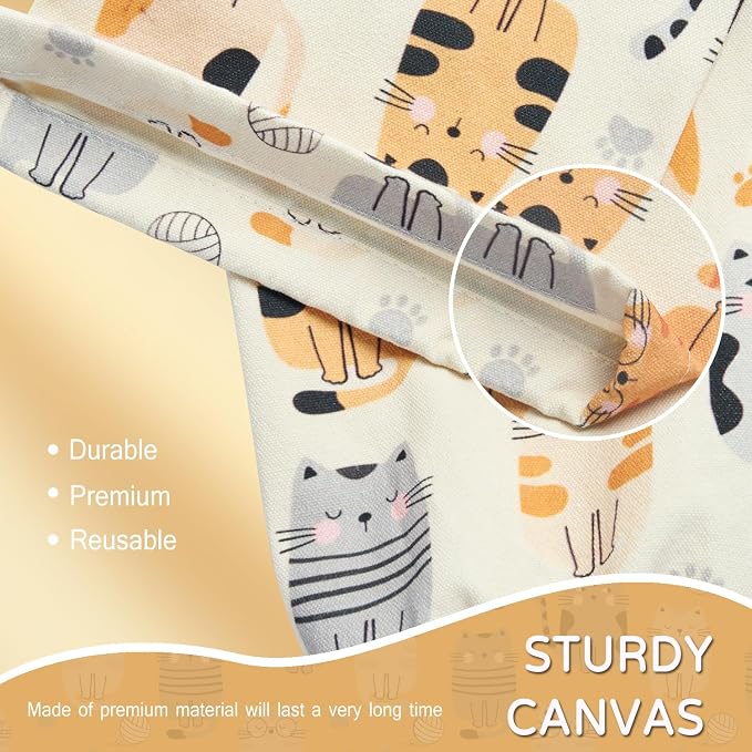 Plastic Bag Holder, Reusable Grocery Bag Holder for Plastic Bags Groceries Store, Flower Canvas Trash Plastic Bag Organizer Storage Holders for Home Kitchen Pantry Decor (Pretty Cat)