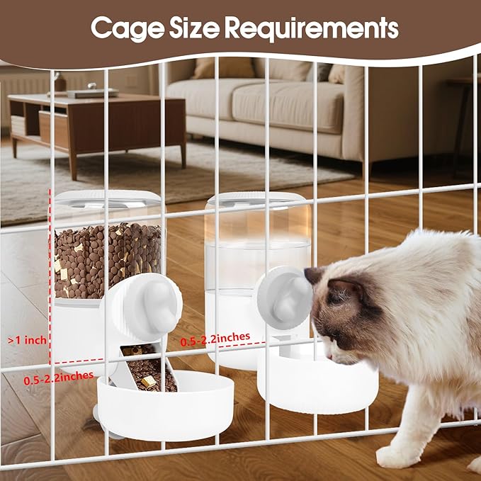 Rabbit Water Dispenser 35oz, Hanging Automatic Pet Feeder for Cage, Auto Gravity Cat Food Bowl Water Bottle Small Animal Feeding Accessories for Puppy Kitten Bunny Hedgehog Ferret Guinea Pig (Gray)
