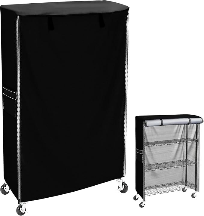 Wire Shelf Cover 36x18x54 Heavy Duty 600D Dustproof Storage Rack Cover | shelving cover side pockets for tools, inner Velcro fixation for stability, for a clean and organized storage