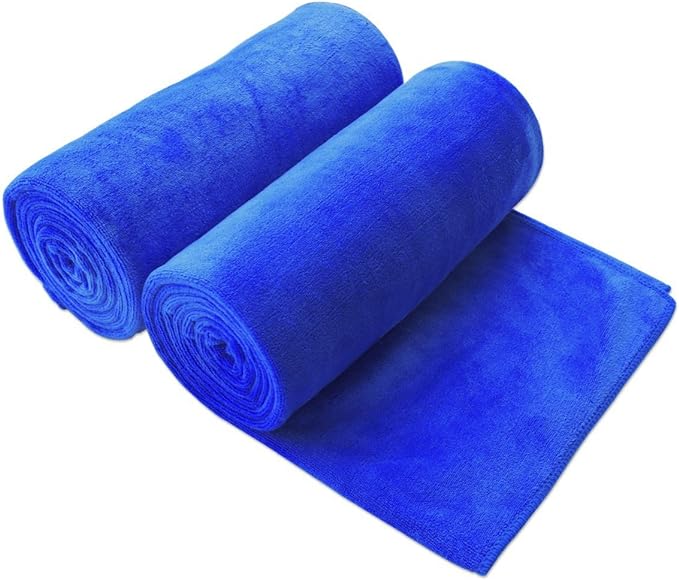 JML Large Bath Towels Set of 2, 30x60 Inches, Microfiber Body Towel with Hanging Loop - Soft Absorbent, Quick Dry, Lint-Free for Bathroom,Hotel,Gym, Yoga, Swimming, SPA, Fitness, Sport, Dark Blue