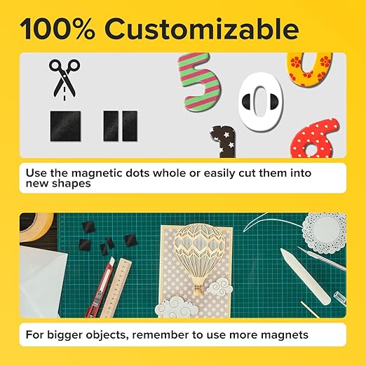 Pre-Cut Adhesive Magnetic Tape Squares, 0.4"x0.08" (10x2mm), 300 pcs | Sticky Magnetic Tape Squares, Flexible, Easy to Use, No Cutting Needed, For Whiteboard, Fridge, Crafts & School
