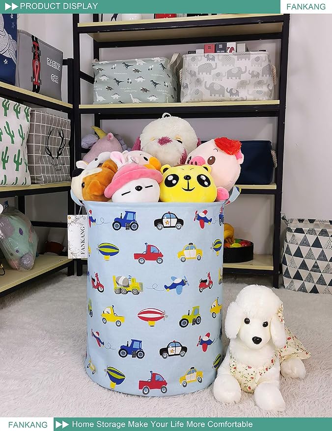 Storage Bin Foldable Nursery Organizer Basket Car | Foldable with Waterproof PE Coating Organizer Bin for Kids Boys and Girls,Office,Bedroom,Clothes