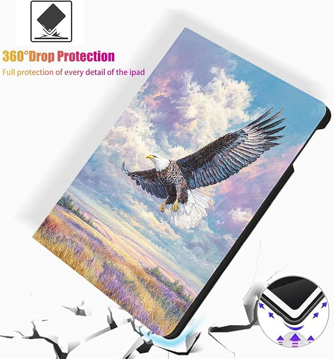 for Microsoft Surface Go 4/3/2/1-10.5" 2021 Tablet Case,Auto Wake/Sleep,Adjustable Stand Protective Cover - American Eagle Flying