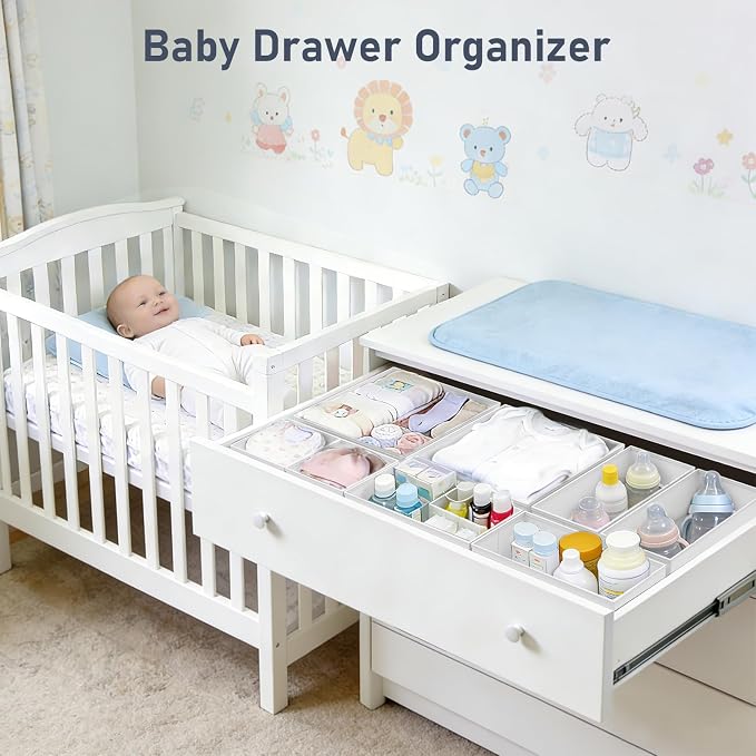 DIMJ Drawer Organizer Clothes - 28 Pack Baby Dresser Organizer for Nursery Closet Organization, Fabric Drawer Organizer Bins for Underwears Socks Bras, Foldable Storage Dividers for Bedroom