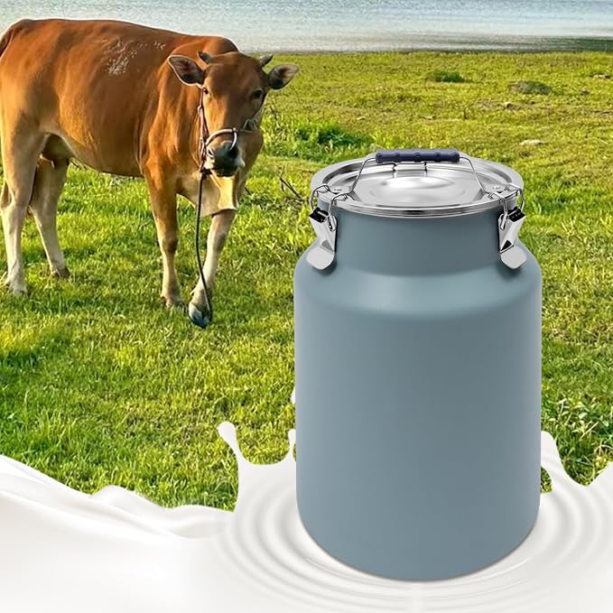 12L Stainless Steel Rice Storage Container with Airtight Lid&Handle, Blue | Secure 3-Buckle Locking Lid, Portable Handle and Wide Opening, Stores Rice, Flour, Pet Food, Tea, Oil, Milk, Grains