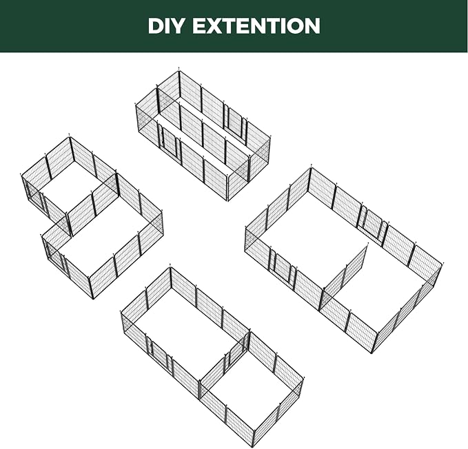 FXW Rollick Dog Playpen with Divider Connectors, 40" H, 16 Panels | Heavy-Duty & Easy setup Play Area, Two-Zone Layout, Indoor & Yard, For Medium & Large Dogs, Patented