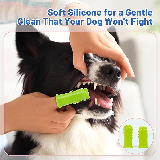 2-Pack Dog Finger Toothbrush, 180° Finger Toothbrush for Dogs Silicone & Cat Tooth Brush for Teeth Cleaning & Dental Care, Dog Tooth Brushing Kit for Medium & Large Pets