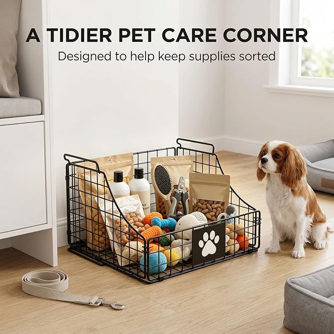 Pethiy dog organizer dog grooming bag pet dryer box DOGS Grooming Supplies | Pet Supplies Organizer Basket, Foldable Metal Wire Storage Basket for Dog Grooming Tools, Bath Supplies Organizer