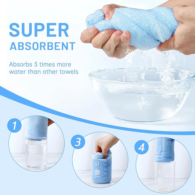DuckSky 5Pcs Cat Towels Microfiber Pack Bulk, 29.5 x 13.77 inch Quick Drying Absorbent Pet Puppy Towels for Pet Kitten Grooming，Hair Drying Small Puppy Dog，Bathing Shower for pet Hair Dryer Box