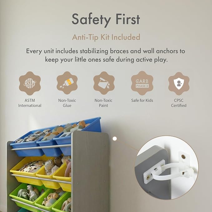 Humble Crew Kids Toy Organizer with 12 Bins, 4 Tier Storage for Playroom